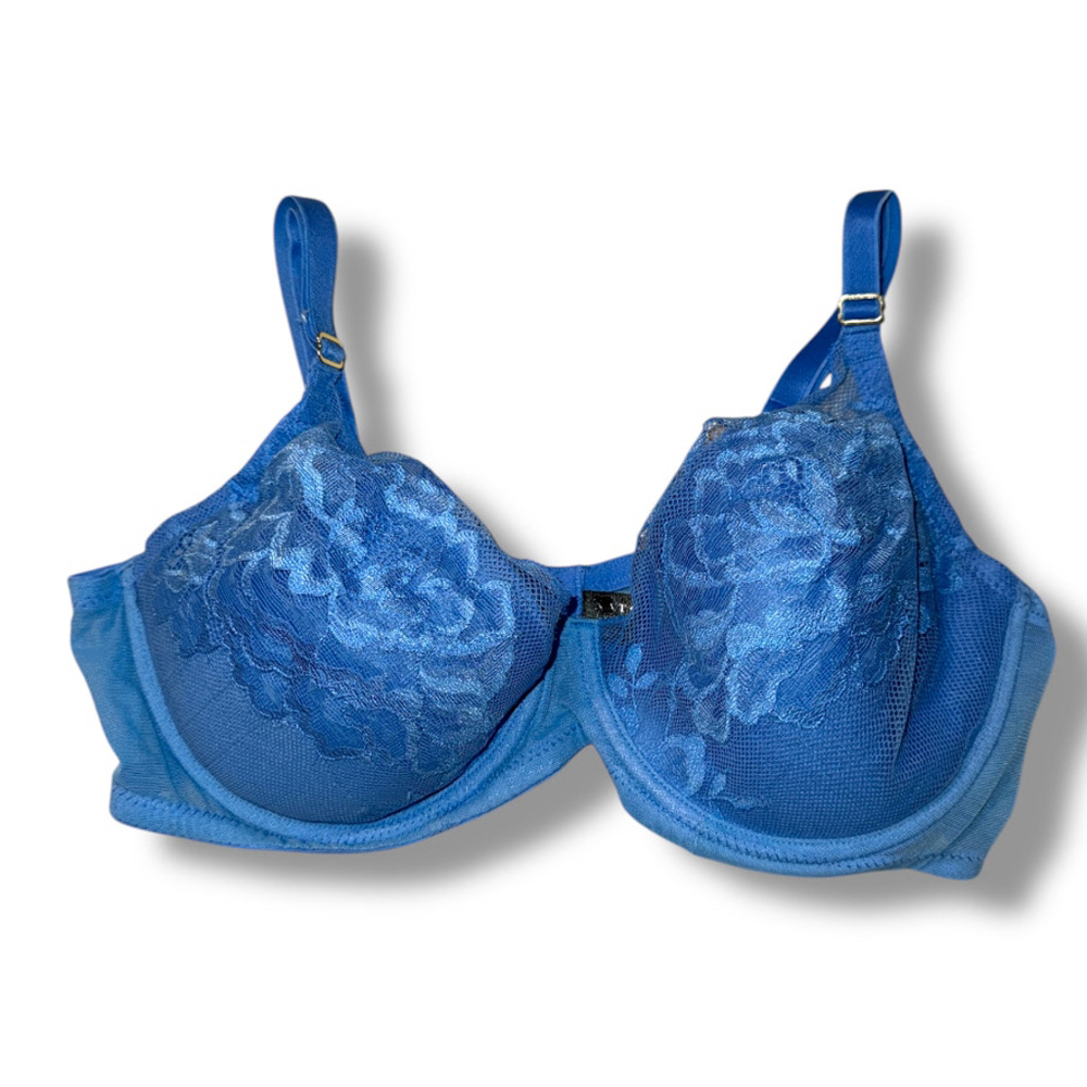 Natori Flora Contour Bra Size 34D Light Medium Blue Lace